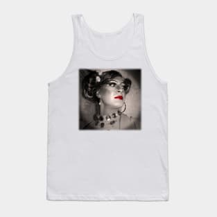 Expressive face with red lipstick Tank Top